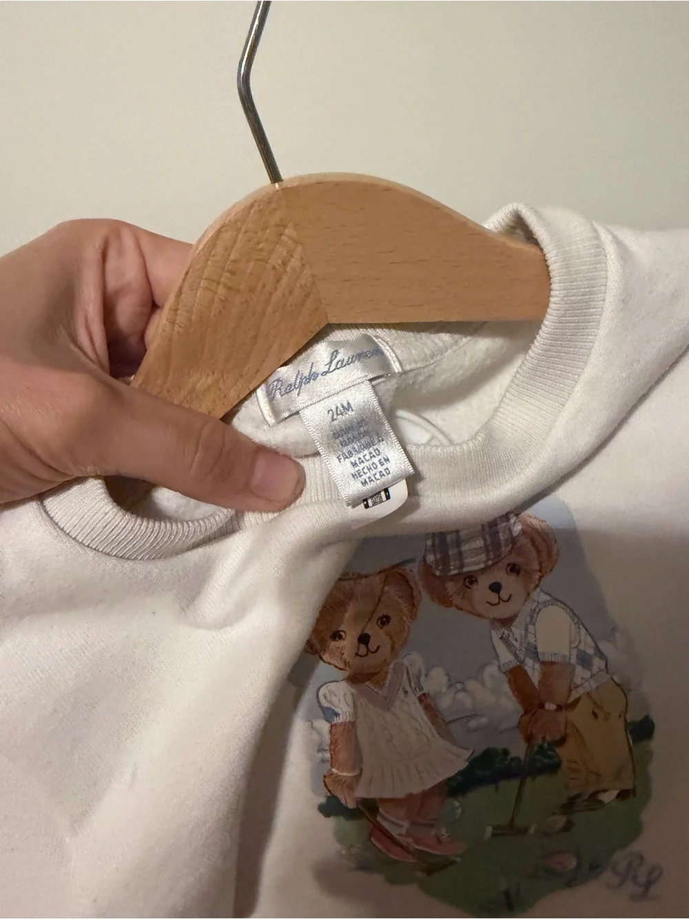 Cream Baby Sweatshirt & Jogger Set with Golf Bear Graphic toddler